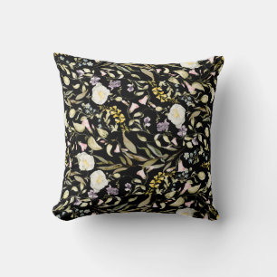 Modern Elegant Watercolor Spring Wildflowers Throw Pillow