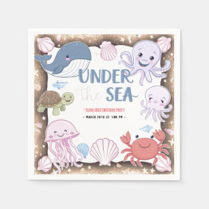 Modern elegant  watercolor under the Sea birthday6 Napkins