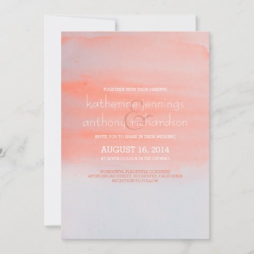 Modern elegant watercolor wedding invitation 5" x 7" invitation card
