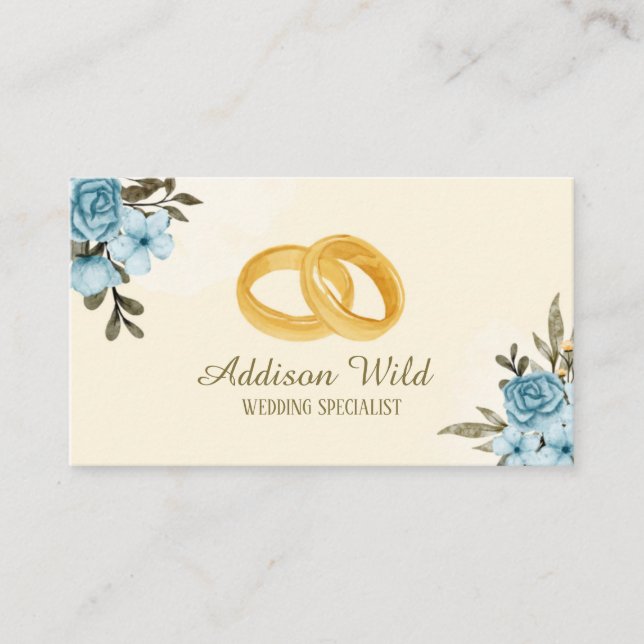 Modern Elegant Watercolor Wedding Organizer Business Card (Front)