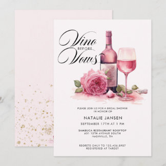 Modern Elegant Watercolor Wine Bridal Shower Invitation
