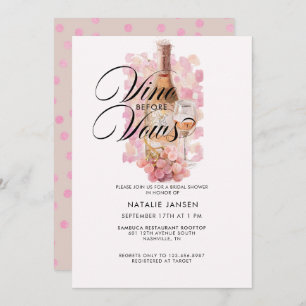 Modern Elegant Watercolor Wine Bridal Shower Invitation