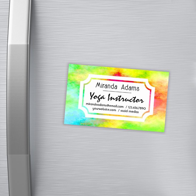 Modern Elegant Watercolor Yoga Instructor Business Card Magnet (Creator Uploaded)