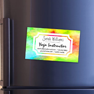 Modern Elegant Watercolor Yoga Instructor Business Card Magnet