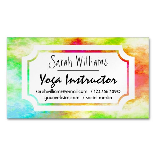 Modern Elegant Watercolor Yoga Instructor Business Card Magnet