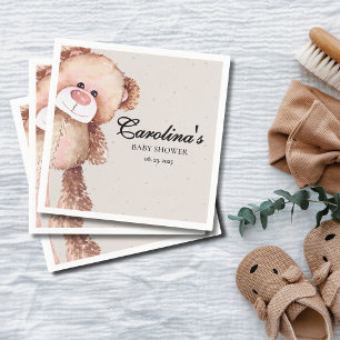 Modern elegant we can bearly wait baby shower napkins
