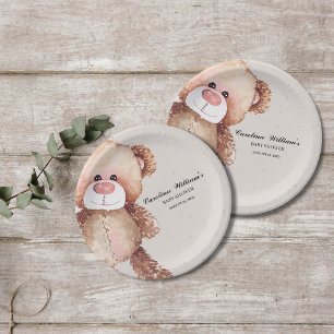 Modern elegant we can bearly wait baby shower paper plates