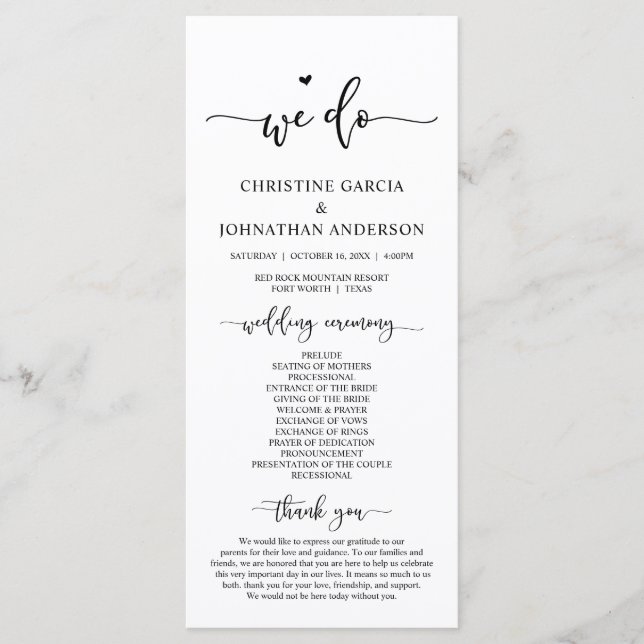 Modern Elegant, We Do, Wedding Ceremony Program (Front)