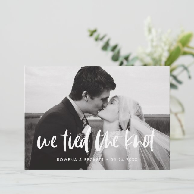 Modern elegant We tied the knot wedding Announcement (Standing Front)
