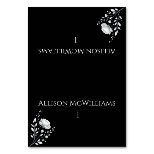 Modern Elegant Wedding Black and White-Flowers Table Number