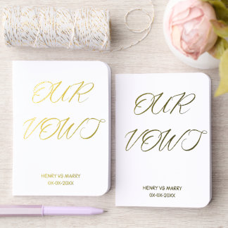 Modern Elegant Wedding  Calligraphy Foil Vow Books