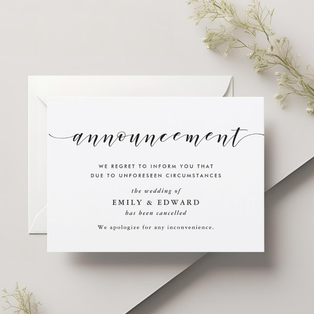 Modern Elegant Wedding Cancellation Announcement (Creator Uploaded)