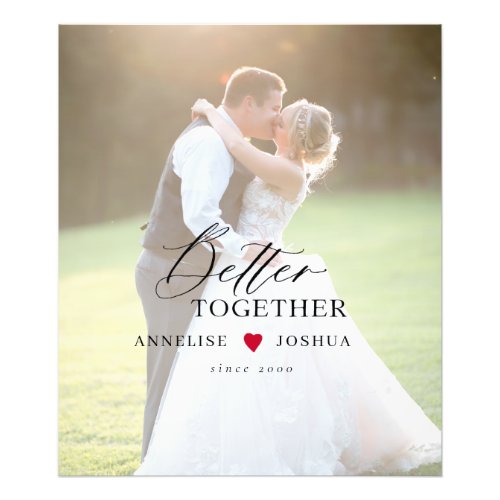 Modern elegant wedding couple personalized photo print