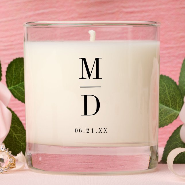 Modern Elegant Wedding Date Custom Monogram Scented Candle (Creator Uploaded)