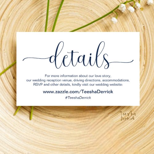 Modern Elegant Wedding Details and Website  Enclosure Card