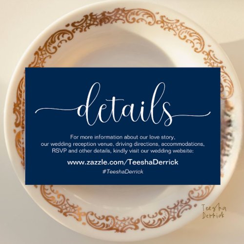 Modern Elegant Wedding Details and Website  Enclosure Card