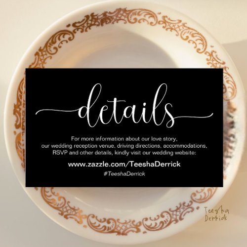 Modern Elegant Wedding Details and Website  Enclosure Card