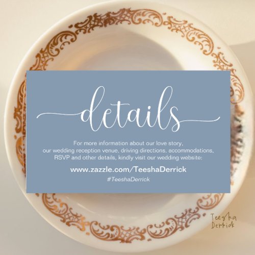 Modern Elegant Wedding Details and Website  Enclosure Card