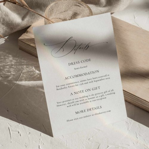 Modern Elegant Wedding Details Card