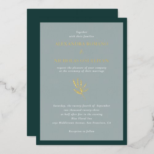 Modern Elegant Wedding Emerald Green and Gold Foil Invitation