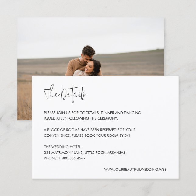 Modern Elegant Wedding Enclosure Card (Front/Back)