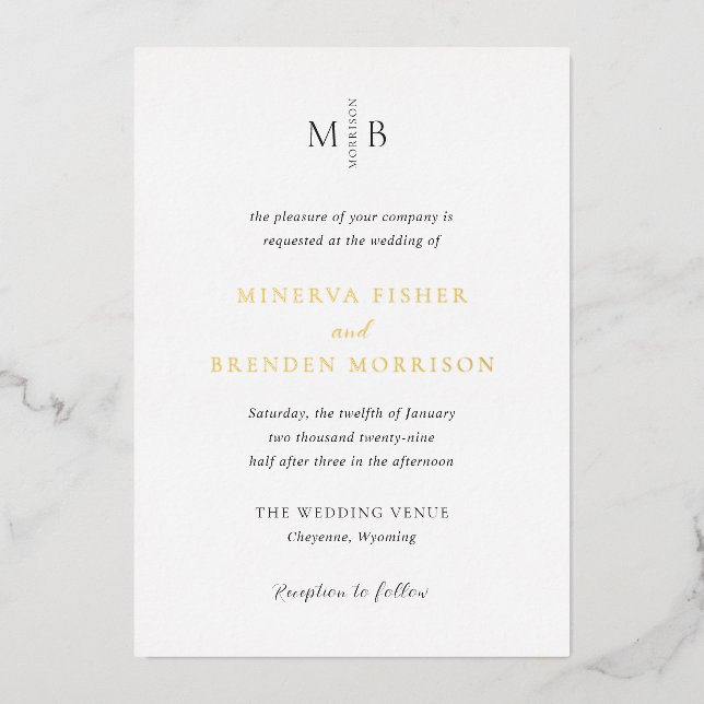 Modern Elegant Wedding Foil Invitation (Front)