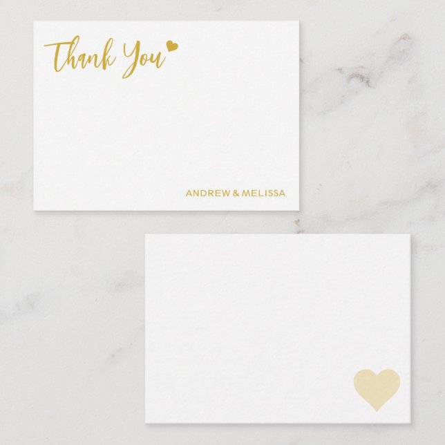 Modern Elegant Wedding Gold Thank You Newlyweds   Note Card (Front/Back)