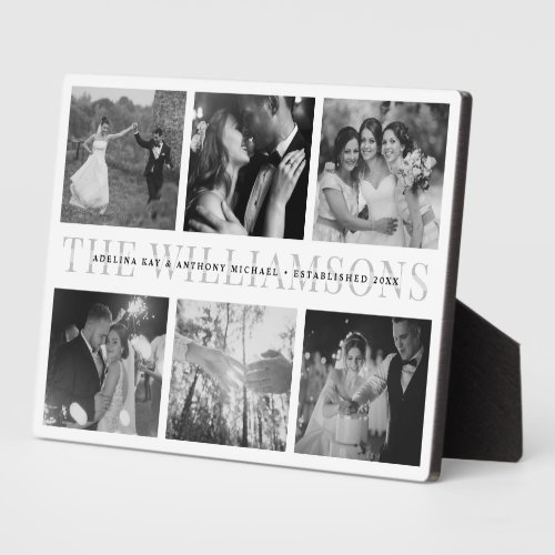 Modern Elegant Wedding Keepsake Photo Collage Plaque