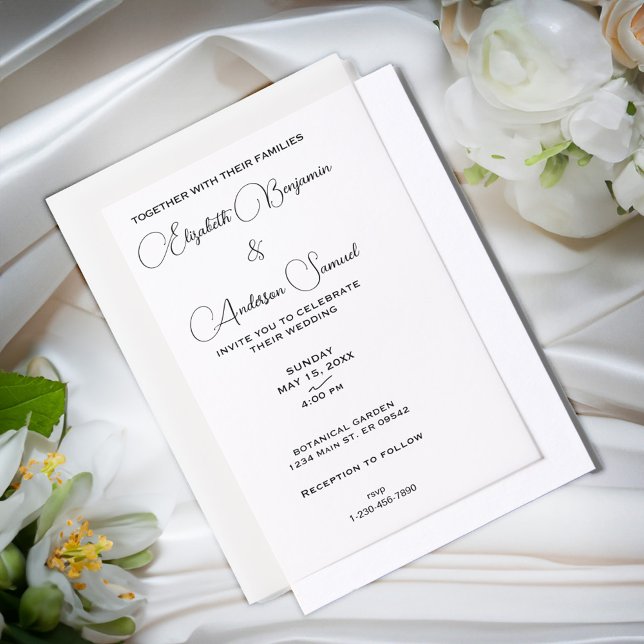 Modern Elegant Wedding Minimalist Script Vellum Invitations (Modern Elegant Wedding Minimalist Script Vellum Invitations is modern chic for your wedding guest. )