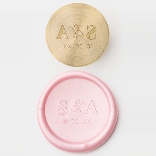 Modern Elegant Wedding Monogram Wax Seal Stamp (Stamped)