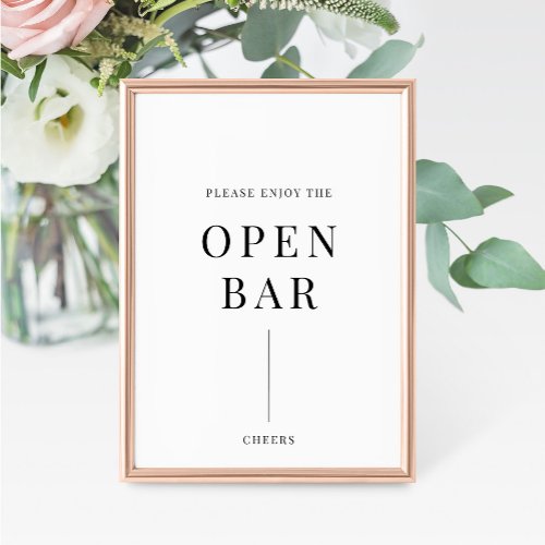 Modern Elegant Wedding Open Bar Sign