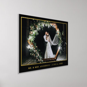 Modern Elegant Wedding Photo Black and Gold Foil Prints