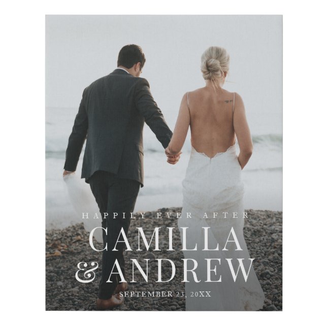 Modern Elegant Wedding Photo Faux Canvas Print (Front)