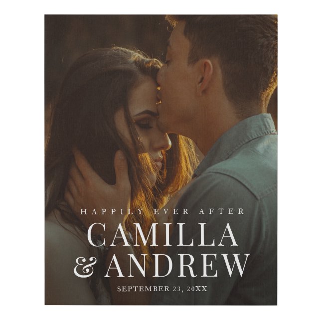 Modern Elegant Wedding Photo Faux Canvas Print (Front)