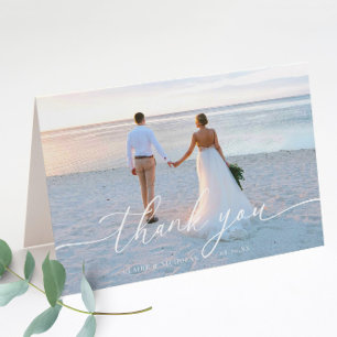 Modern Elegant Wedding Photo Folded Letterpress Thank You Card