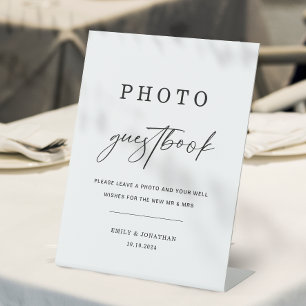 Modern Elegant Wedding Photo Guest book Pedestal Sign