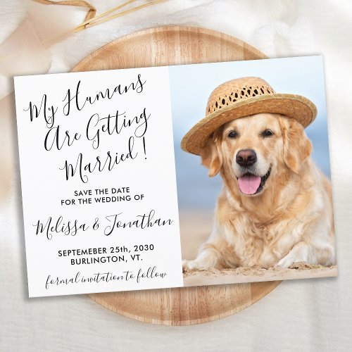 Modern Elegant Wedding Photo Personalized Pet Dog  Save The Date