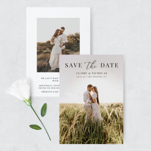 Modern Elegant Wedding Photo Save The Date Card
