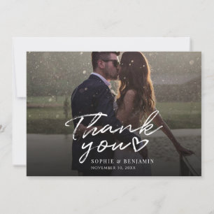 Modern Elegant Wedding Photo Script Thank You Note Card