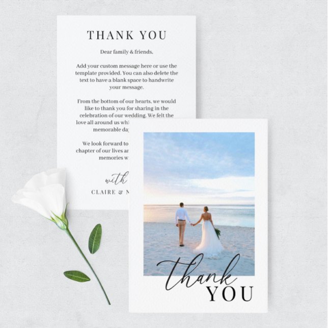 Modern Elegant Wedding Photo Thank You Card (Creator Uploaded)