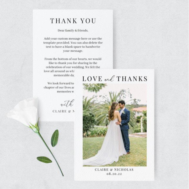 Modern Elegant Wedding Photo Thank You Card (Creator Uploaded)