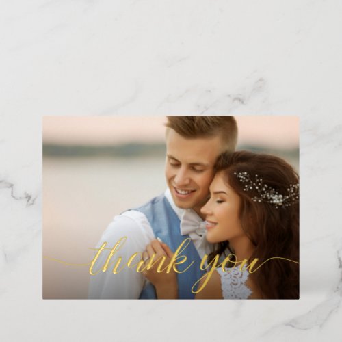 Modern elegant Wedding photos Custom message  Foil Holiday Card