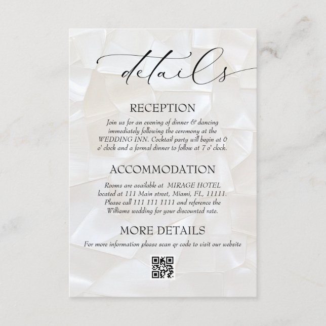 Modern Elegant Wedding QR Code Details Enclosure Card (Front)