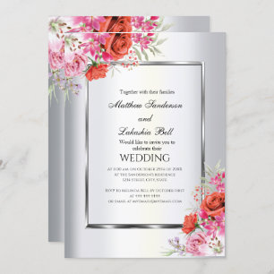 Modern Elegant Wedding Red Roses Invitation