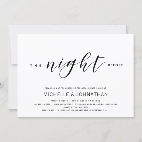 Modern Elegant Wedding Rehearsal Dinner Invites