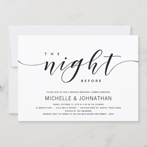 Modern Elegant Wedding Rehearsal Dinner Invites