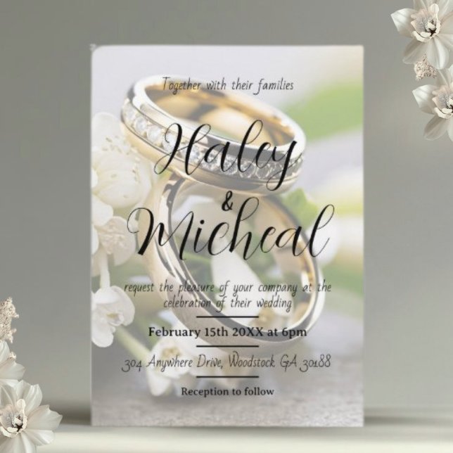 Modern Elegant Wedding Rings Invitation (Creator Uploaded)
