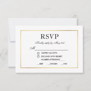 Modern Elegant Wedding RSVP Black White Card MB