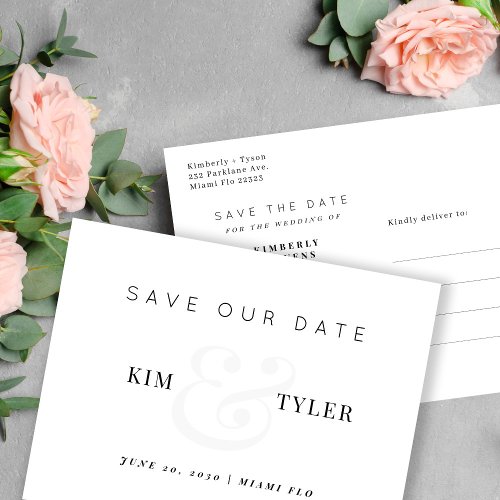 Modern elegant wedding save the date announcement postcard