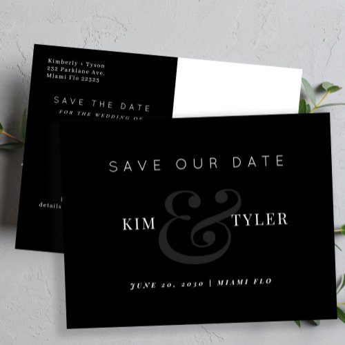 Modern elegant wedding save the date announcement postcard